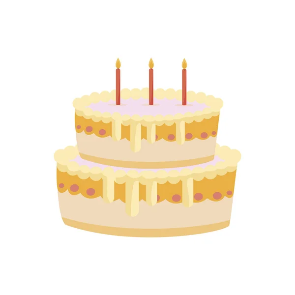 Dulce pastel cumpleaños con velas — Vector de stock