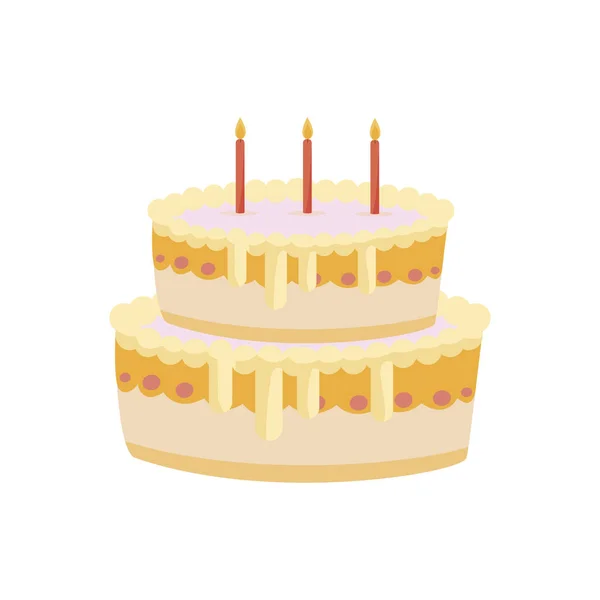 Gâteau doux anniversaire avec des bougies — Image vectorielle