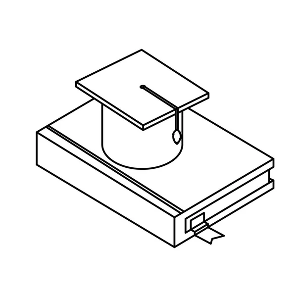 Lehrbuch mit Abschlussmütze — Stockvektor