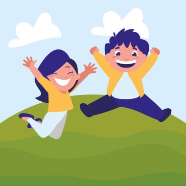 Kampta kutluyor mutlu şişman çocuklar Çift