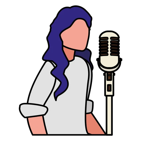 Cantante femenina con carácter de micrófono — Archivo Imágenes Vectoriales