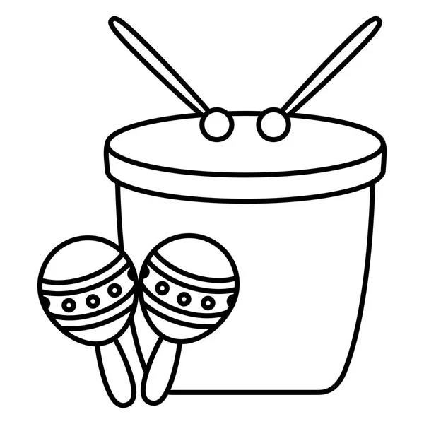 Bongo de carnaval con instrumentos de maracas — Vector de stock