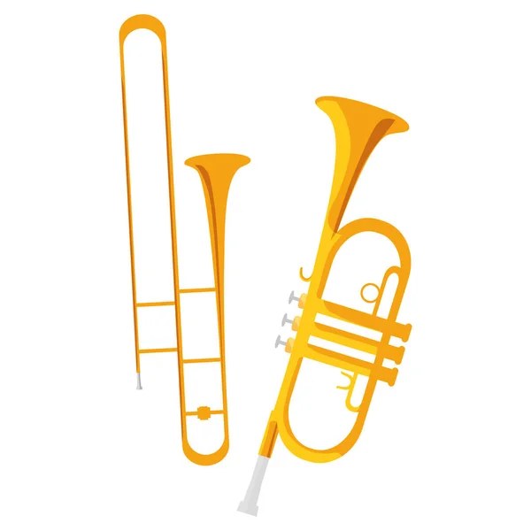 Trompetas instrumentos iconos musicales — Archivo Imágenes Vectoriales
