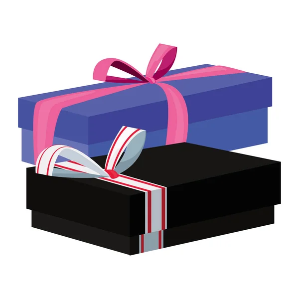Dos cajas de regalo con lazo sobre fondo blanco — Archivo Imágenes Vectoriales