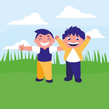 Kampta kutluyor mutlu şişman çocuklar