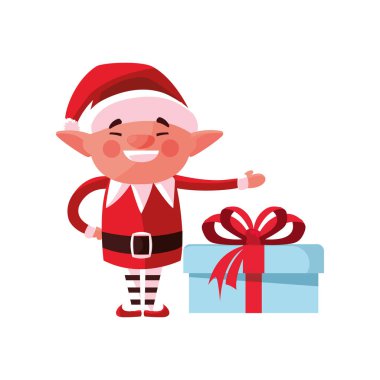 Noel elf ve hediye kutusu