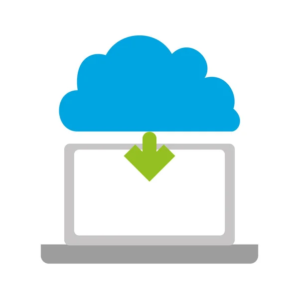 Ordenador portátil con computación en nube — Archivo Imágenes Vectoriales