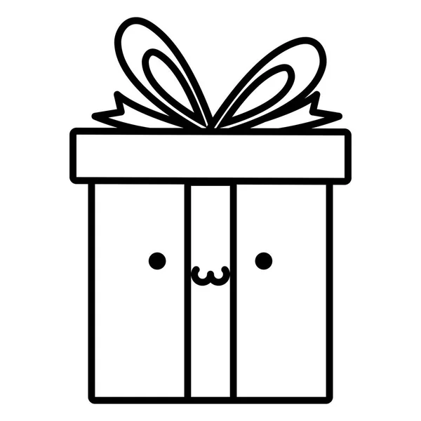 Geschenk box aanwezig kawaii karakter — Stockvector