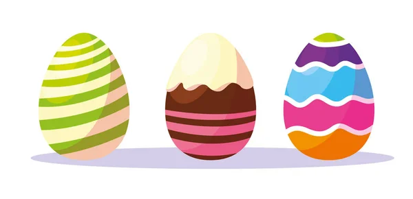 Conjunto de huevos de Pascua decorados con caramelos — Vector de stock