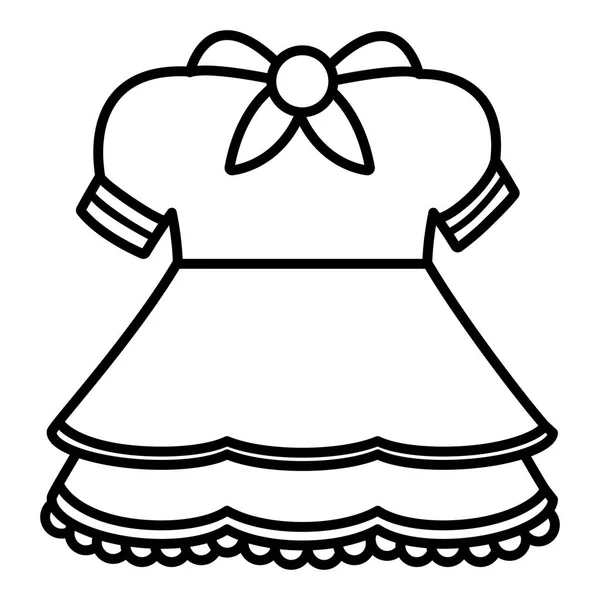 Lindo vestido de niña icono — Vector de stock