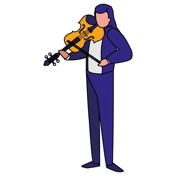 Violinist playing fiddler character — Stock Vector
