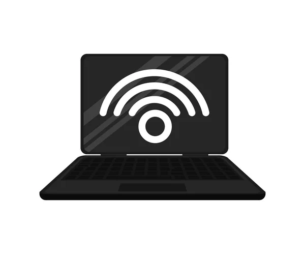 Ноутбук с wifi сигналом — стоковый вектор