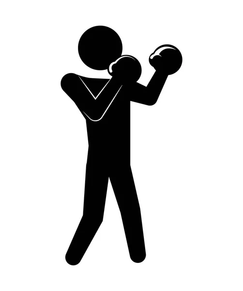 Silhouette homme pratiquant la boxe — Image vectorielle