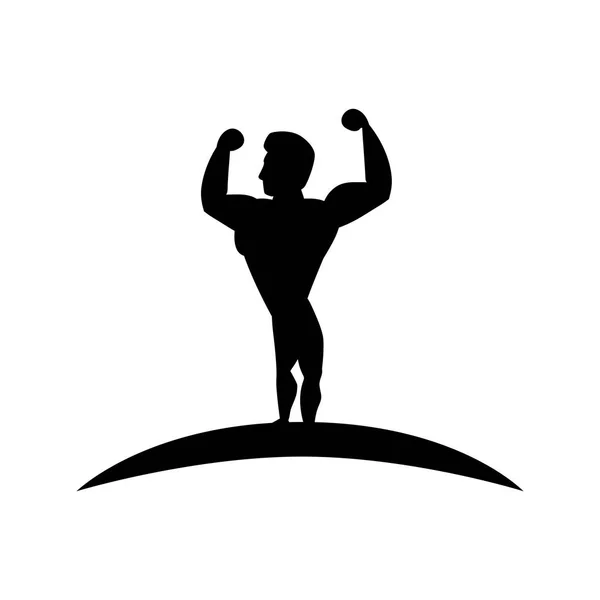 Strong bodybuilder silhouette icon — Stock Vector