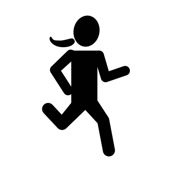 Silhouette woman running icon — Stock Vector