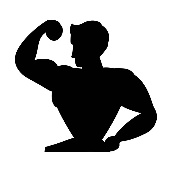 Sterke bodybuilder silhouet pictogram — Stockvector