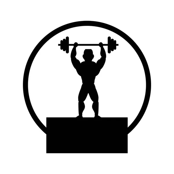 Strong bodybuilder silhouette lifting weight — Stock Vector