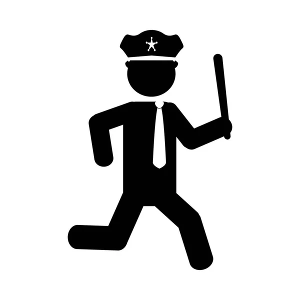 Agente de policía corriendo carácter avatar — Vector de stock