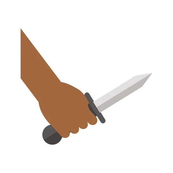Main avec icône de couteau d'arme — Image vectorielle