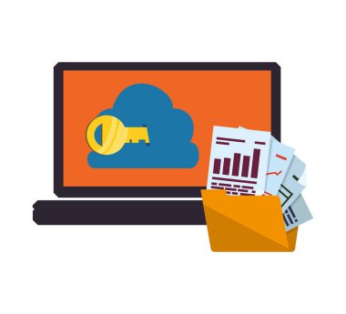 laptop ile klasör ve bulut