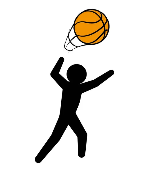 Силуэт прыжка игрока в баскетбол — стоковый вектор