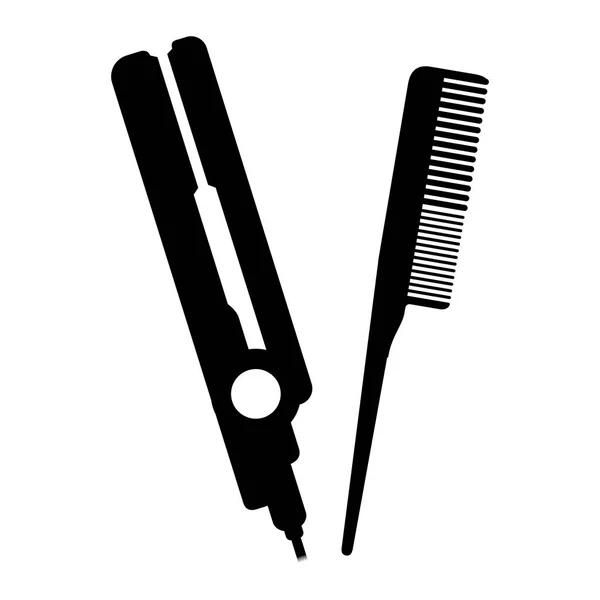 Salón alisador de cabello con peine — Vector de stock