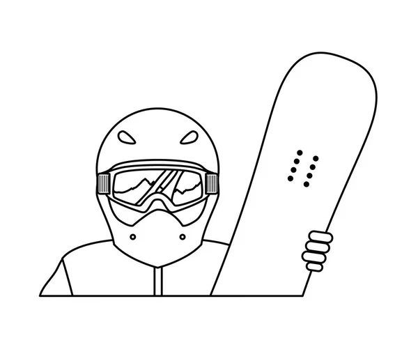 Karakter snowboard atlet simgesi — Stok Vektör