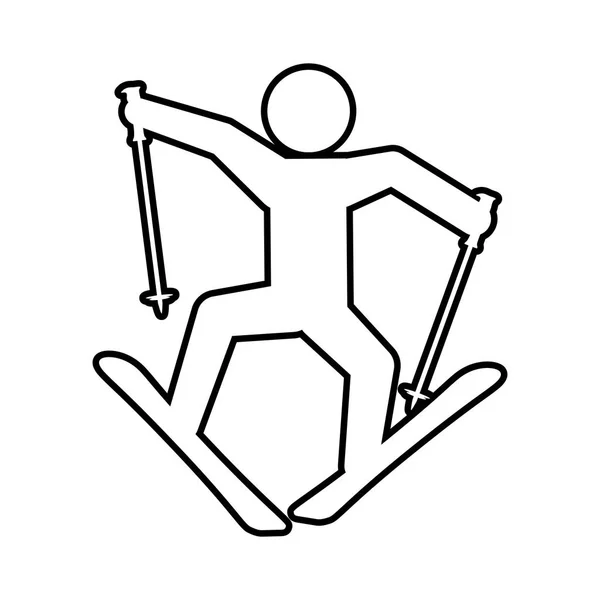 Икона лыжного силуэта — стоковый вектор