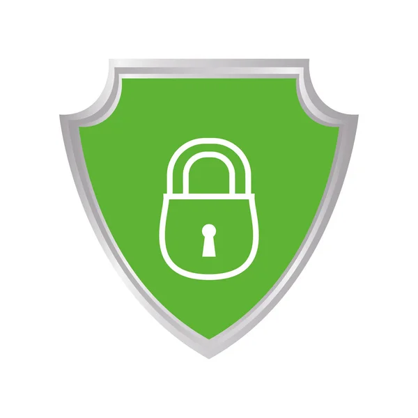 Shield with safe secure padlock — Stock Vector