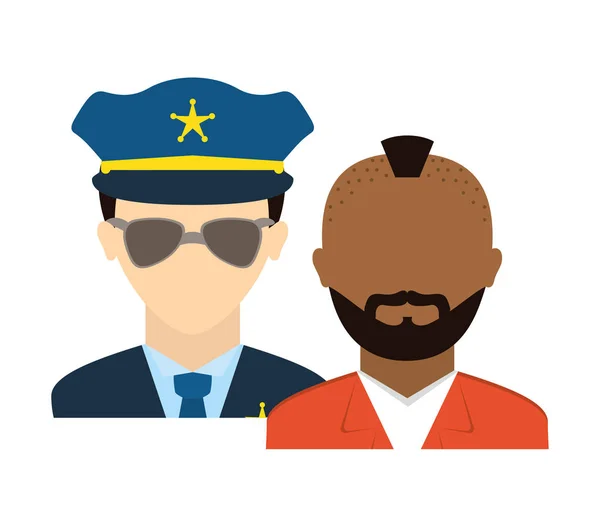 Agent de police avec prisonnier — Image vectorielle
