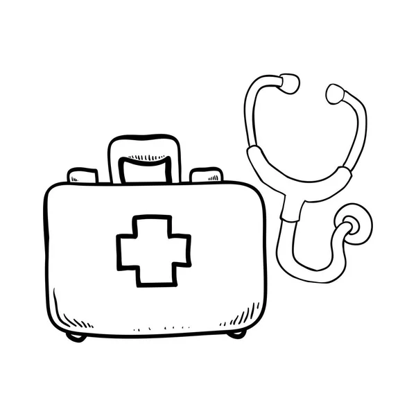 Kit médico con estetoscopio — Vector de stock