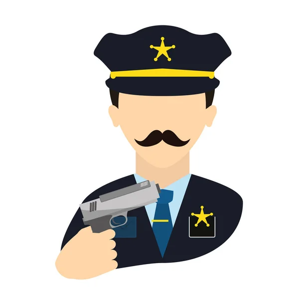 Εκπρόσωπος της αστυνομίας με όπλο avatar χαρακτήρων — Διανυσματικό Αρχείο