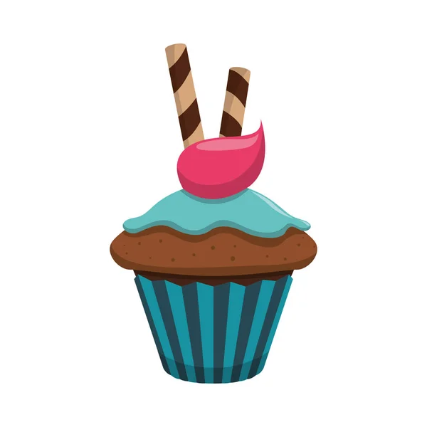 Leckere Cupcake süße Ikone — Stockvektor