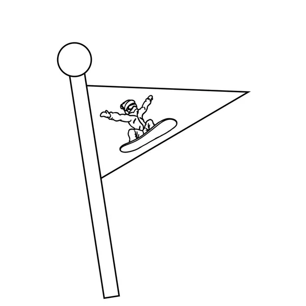 Drapeaux de snowboard icône isolée — Image vectorielle