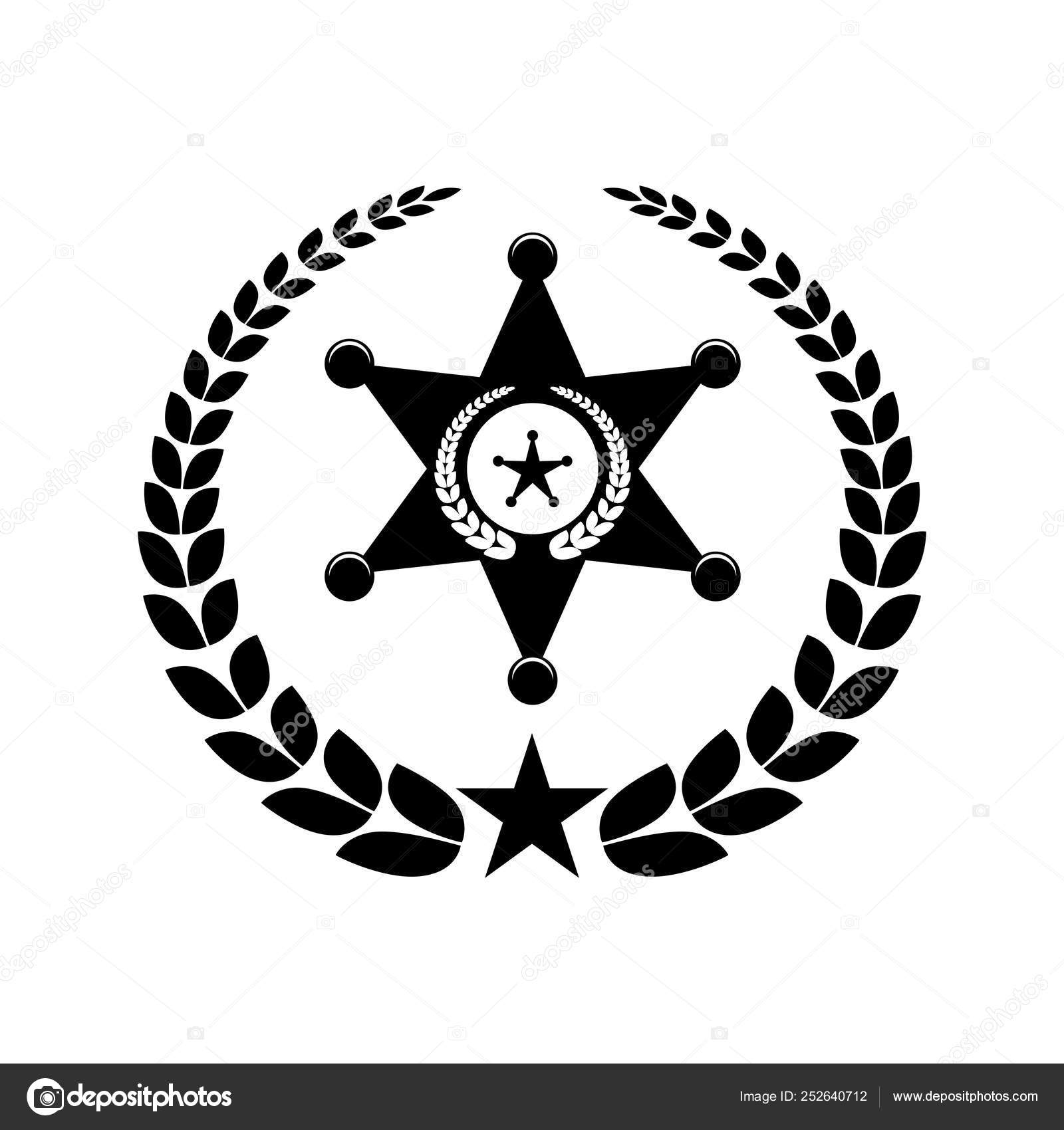 星の警察バッジと花輪 ストックベクター C Djv