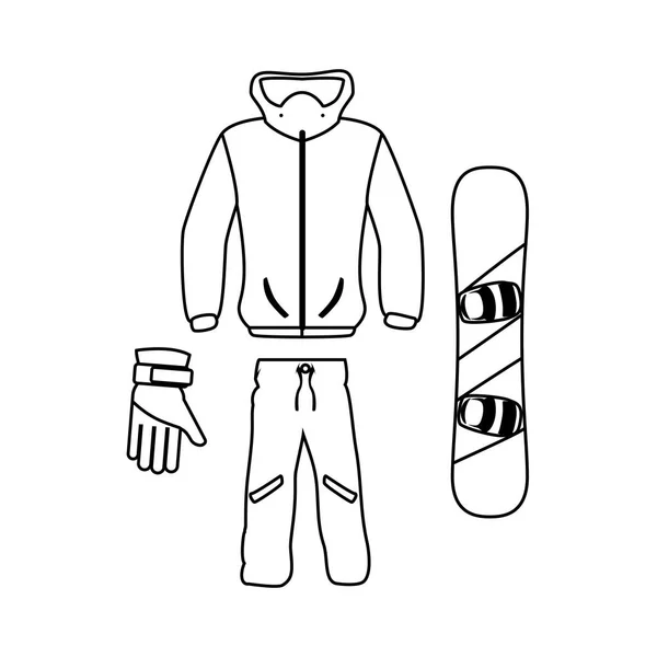 Utrustning snowboard sport ikonen — Stock vektor