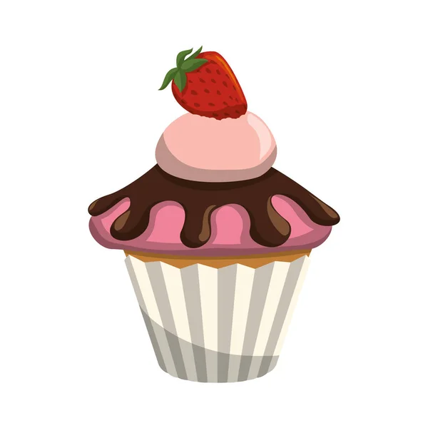 Delicious cupcake sweet icon — Stock Vector