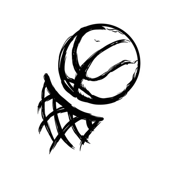 Globo de baloncesto con red de canasta — Vector de stock