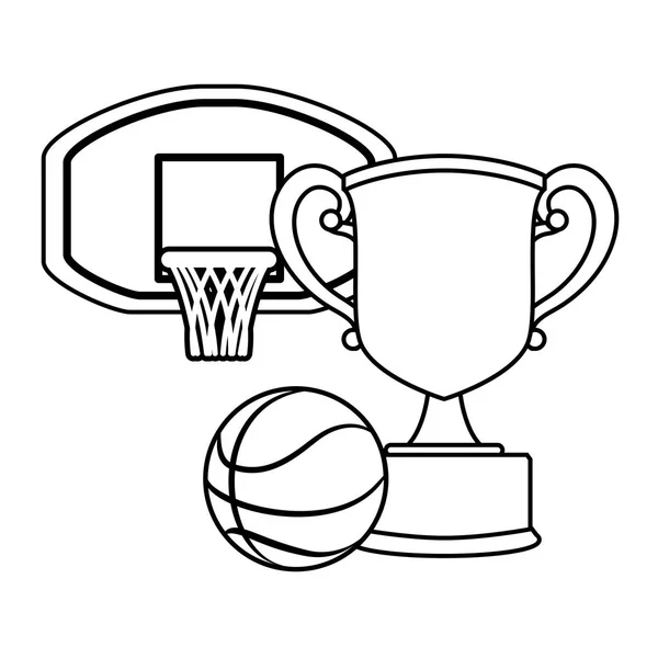 Trophy cup award with basketball balloon — Stock Vector