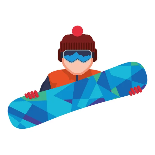 Karakter snowboard atlet simgesi — Stok Vektör