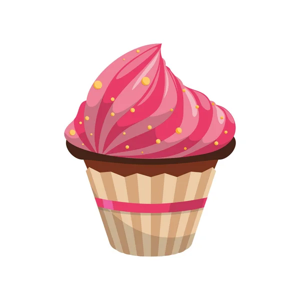 Delicioso cupcake dulce icono — Vector de stock