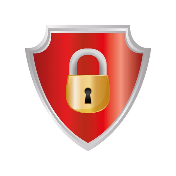 Shield with safe secure padlock — Stock Vector