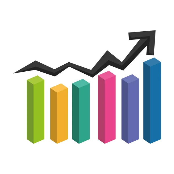 Statistik barer med pil upp — Stock vektor