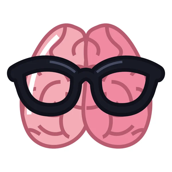 Cerveau humain utilisant des lunettes — Image vectorielle