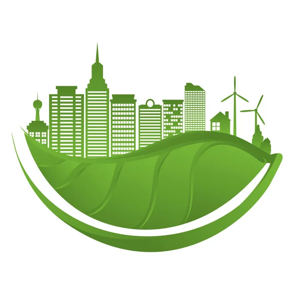 Bâtiments verts ville icônes écologie — Image vectorielle