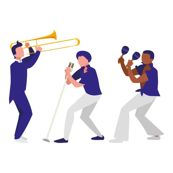Cantante e musicisti band personaggi — Vettoriale Stock
