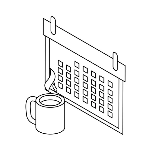 Recordatorio de calendario con taza de café — Archivo Imágenes Vectoriales