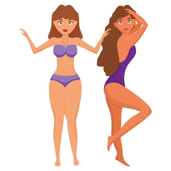 Beautiful women with swimsuits — Stock Vector