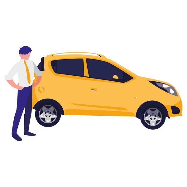 Businessman with car character — Stock Vector