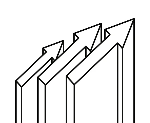 Tre frecce profitto su sfondo bianco — Vettoriale Stock